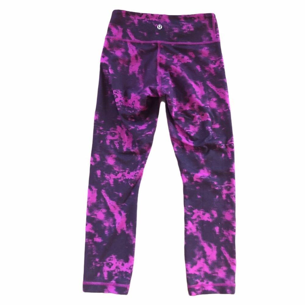 Lululemon Wunder Under Crop Leggings Tie Dye Purple - Picture 3 of 8